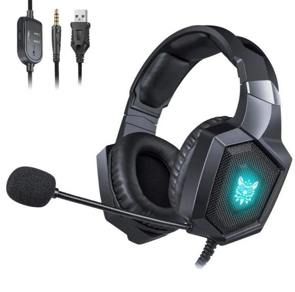 Onikuma K8 Wired Stereo Over Ear Gaming Headset with RGB Light 3.5mm Audio Jack - syson