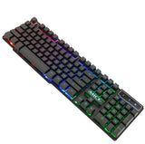 Gaming Keyboard RGB LED Light Backlit Gamer USB Wired Silent Keyboard Noiseless - syson