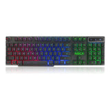Gaming Keyboard RGB LED Light Backlit Gamer USB Wired Silent Keyboard Noiseless - syson