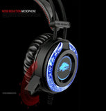 3.5mm Wired Gaming Stereo Headset Wired Over Ear Gaming Noise Cancelling LED - syson