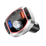 Car Bluetooth FM Transmitter Dual Display Radio Adapter Wireless In-Car Kit with Colourful Light