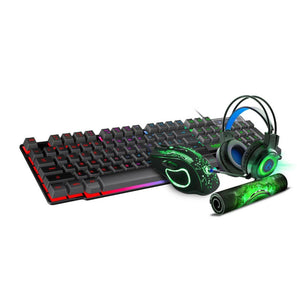4in1 Backlit Gaming Keyboard Mouse Headset Mouse Pad Combo Gaming Keyboard Mouse Headphone Set
