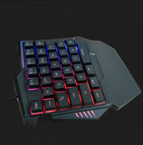 One-hand Gaming Keyboard Wired USB 35 Keys with RGB Rainbow Backlit Single Hand E-sport Multimedia Mini Keypad