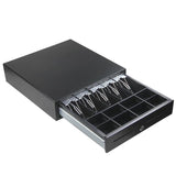 Syson POS Heavy Duty Cash Drawer 16"x16.5"x4" POS Cash Box Steel-Made Cash Box Cash Register w/Bill & Coin Till Trays, Compatible for All Point of Sale System Printers- Black - syson