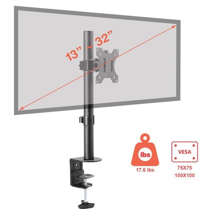 Single Monitor Mount for 13: to 32" Screen, Adjustable Height, Tilt, Swivel, Rotation - syson