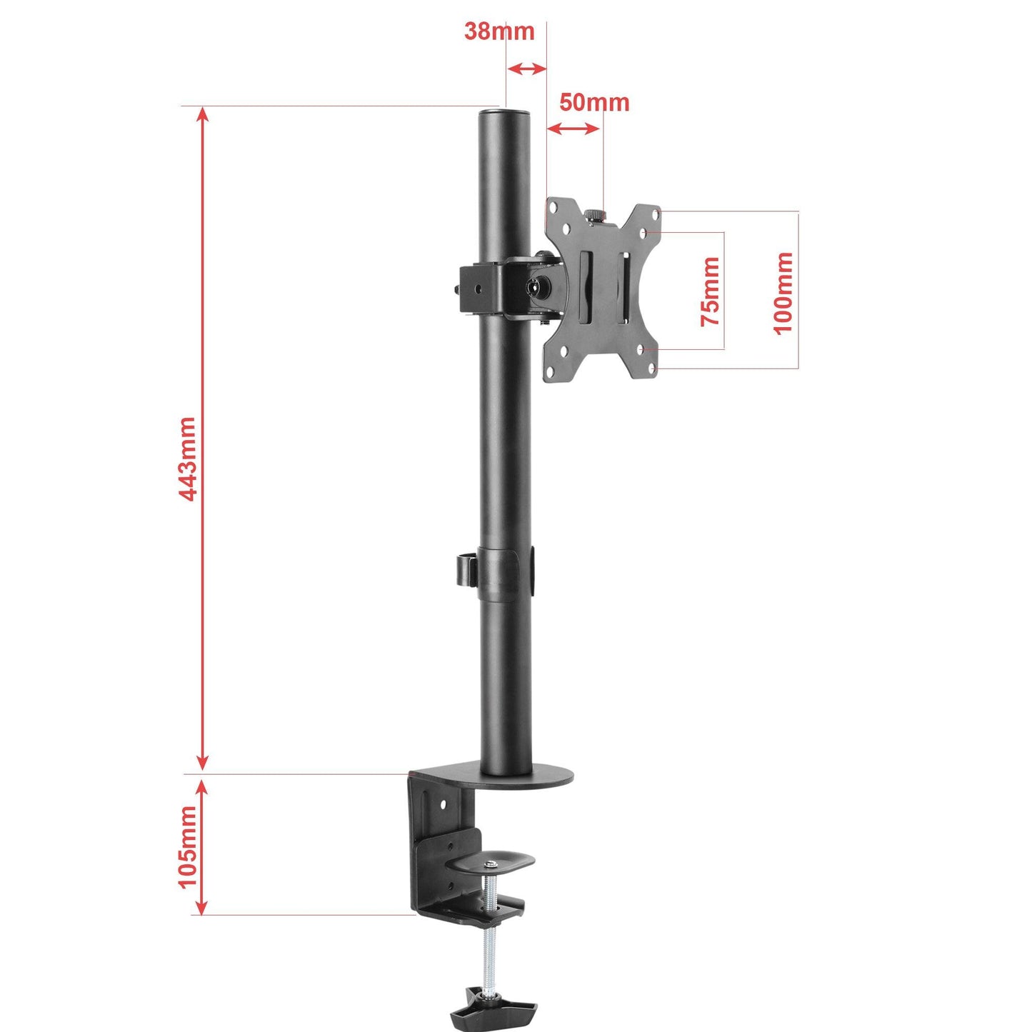 Single Monitor Mount for 13: to 32" Screen, Adjustable Height, Tilt, Swivel, Rotation - syson