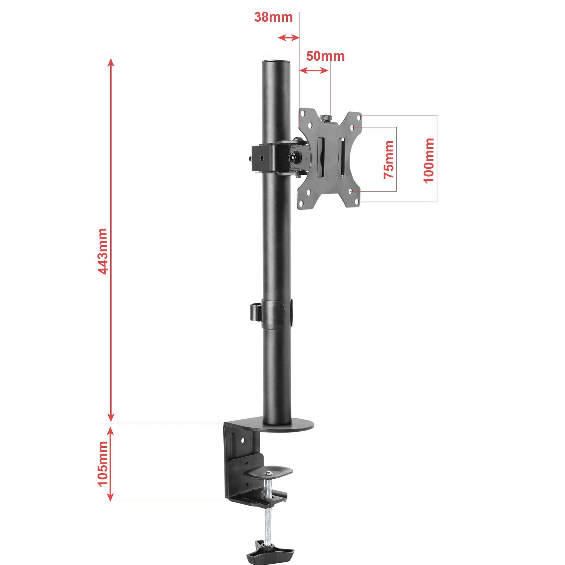Single Monitor Mount for 13: to 32" Screen, Adjustable Height, Tilt, Swivel, Rotation - syson
