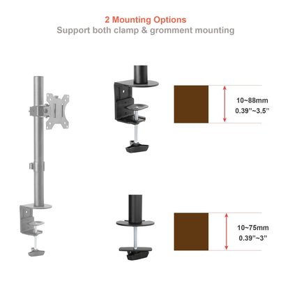 Single Monitor Mount for 13: to 32" Screen, Adjustable Height, Tilt, Swivel, Rotation - syson