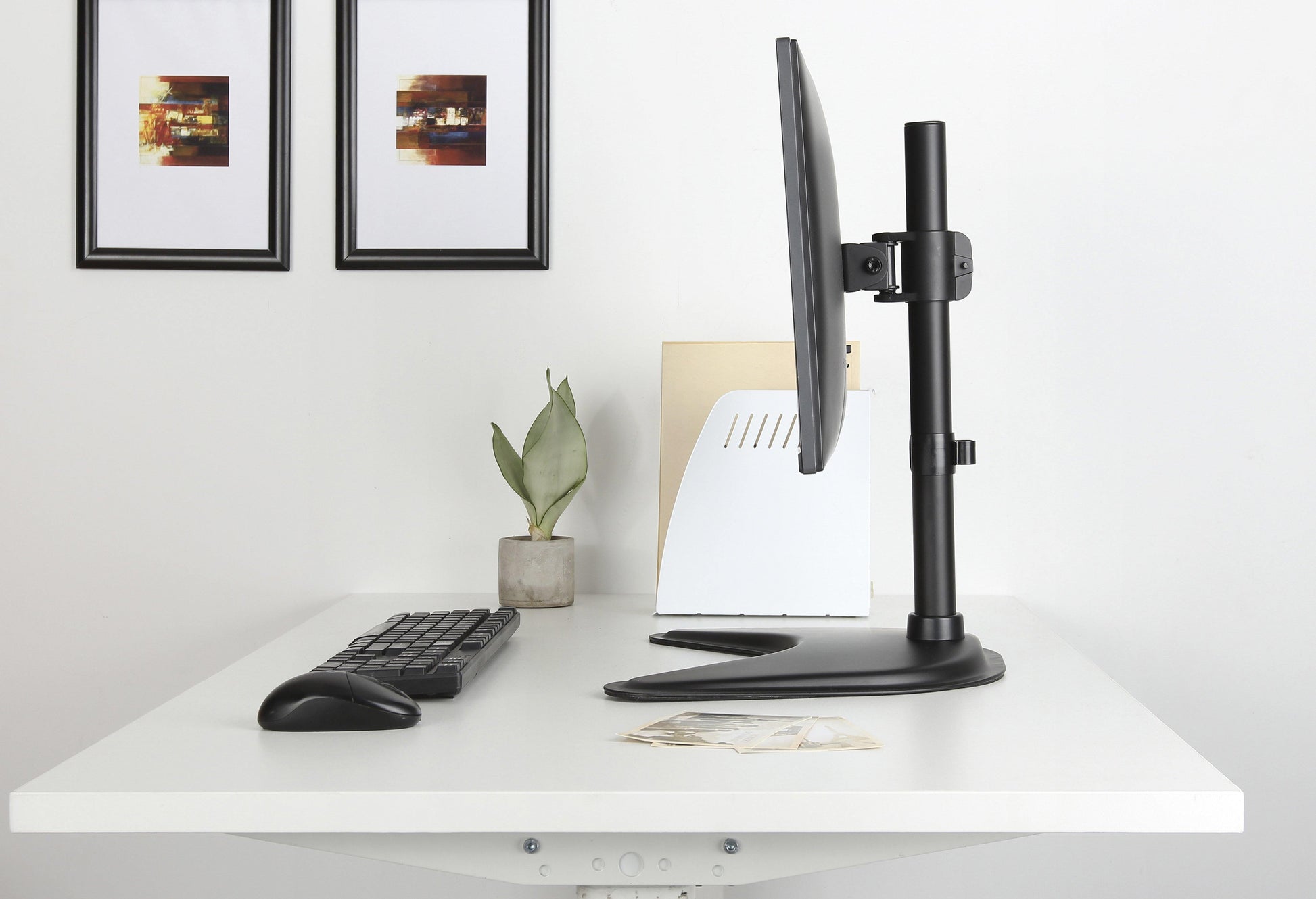 Single Monitor Stand Freestanding VESA Steel Mount Base Riser fits 13 to 27 inch Screens - syson