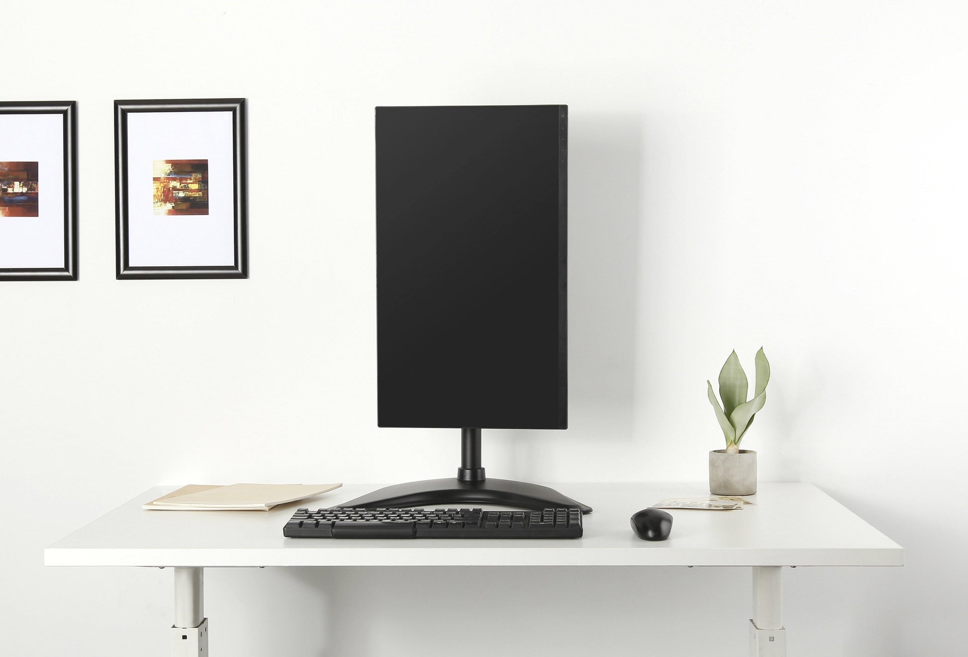 Single Monitor Stand Freestanding VESA Steel Mount Base Riser fits 13 to 27 inch Screens - syson