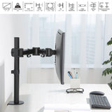 Single LCD Monitor Desk Mount Stand Fully Adjustable for one Screen 13" to 27" - syson