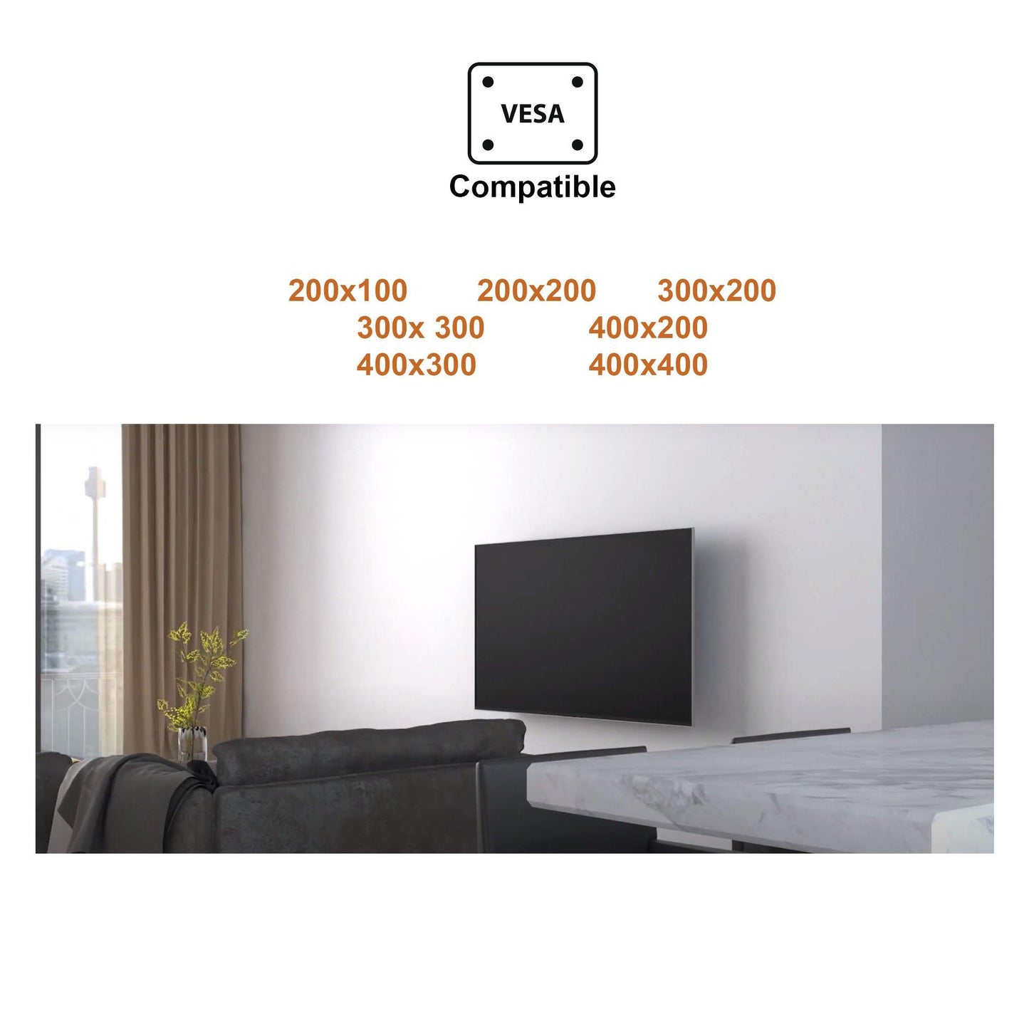 Heavy Duty 32" to 70" Solid Full-Motion TV Wall Mount (50KG/ 110lbs) - syson