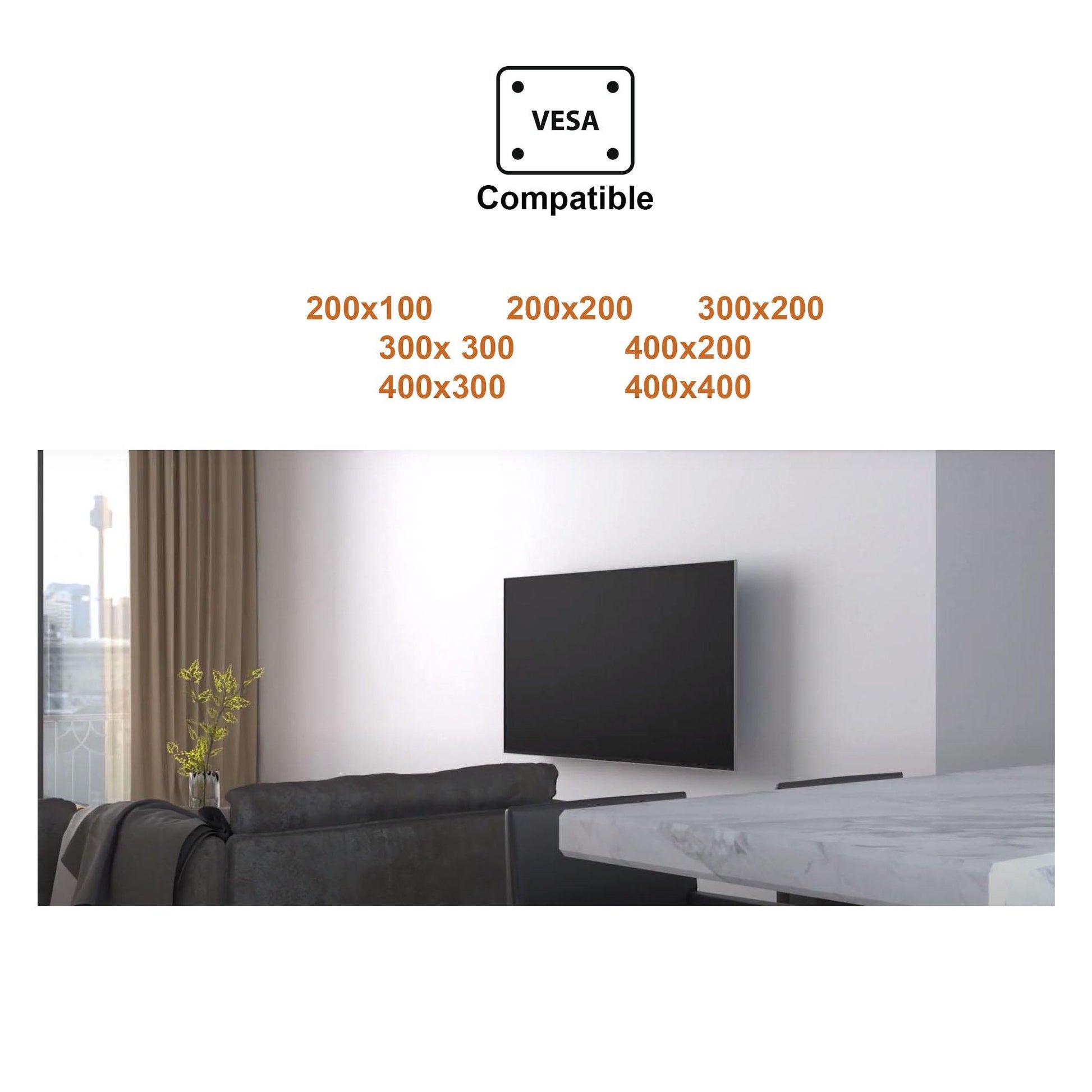 Heavy Duty 32" to 70" Solid Full-Motion TV Wall Mount (50KG/ 110lbs) - syson