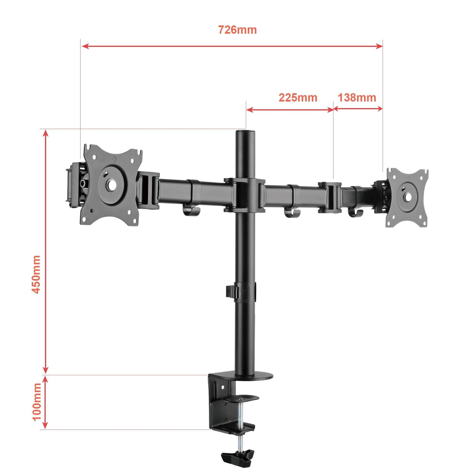 Dual LCD LED Monitor Desk Mount Stand Fully Adjustable fit Two Screens up to 27" - syson