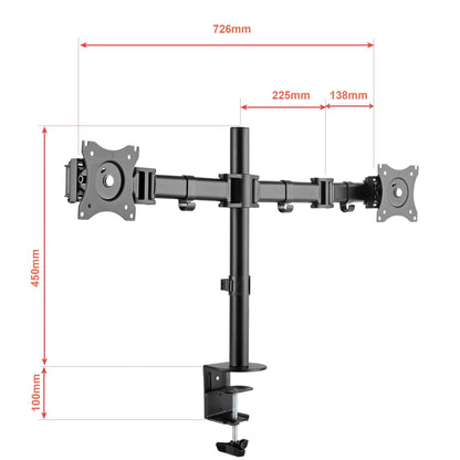 Dual LCD LED Monitor Desk Mount Stand Fully Adjustable fit Two Screens up to 27" - syson