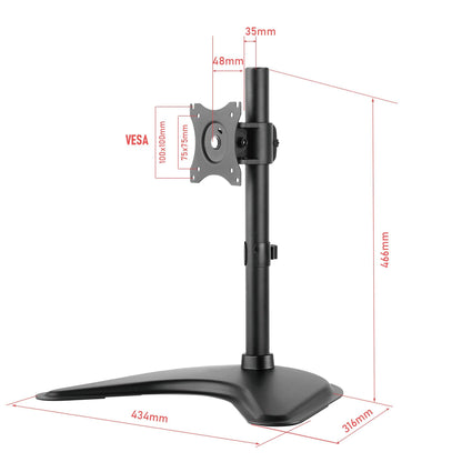 Single Monitor Stand Freestanding VESA Steel Mount Base Riser fits 13 to 27 inch Screens - syson