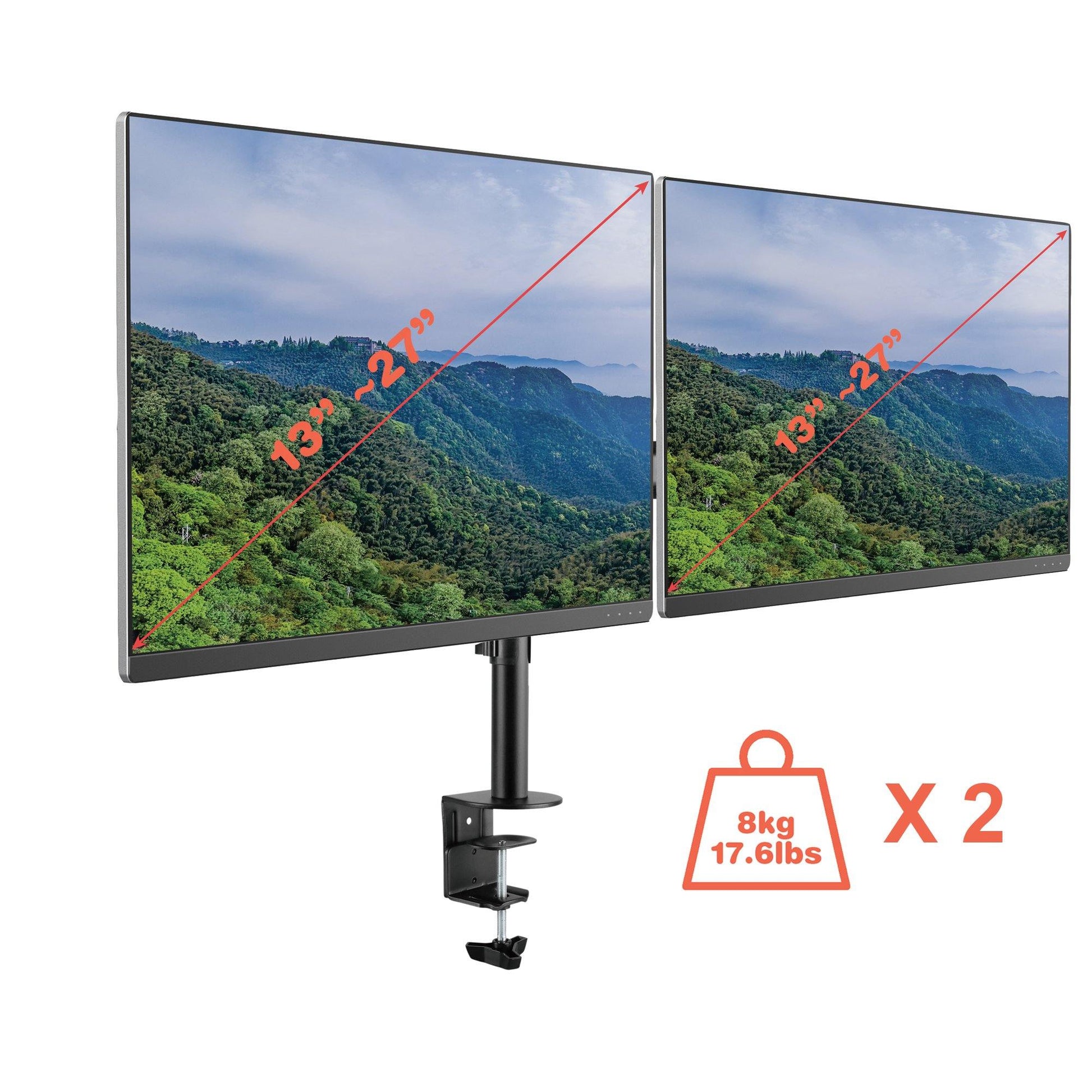 Dual LCD LED Monitor Desk Mount Stand Fully Adjustable fit Two Screens up to 27" - syson