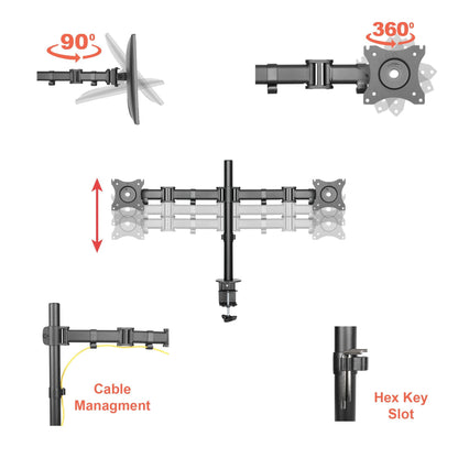 Dual LCD LED Monitor Desk Mount Stand Fully Adjustable fit Two Screens up to 27" - syson