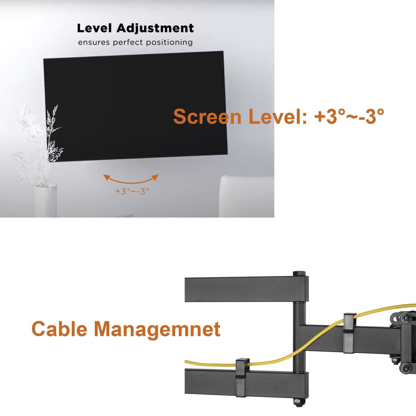 Heavy Duty 32" to 70" Solid Full-Motion TV Wall Mount (50KG/ 110lbs) - syson