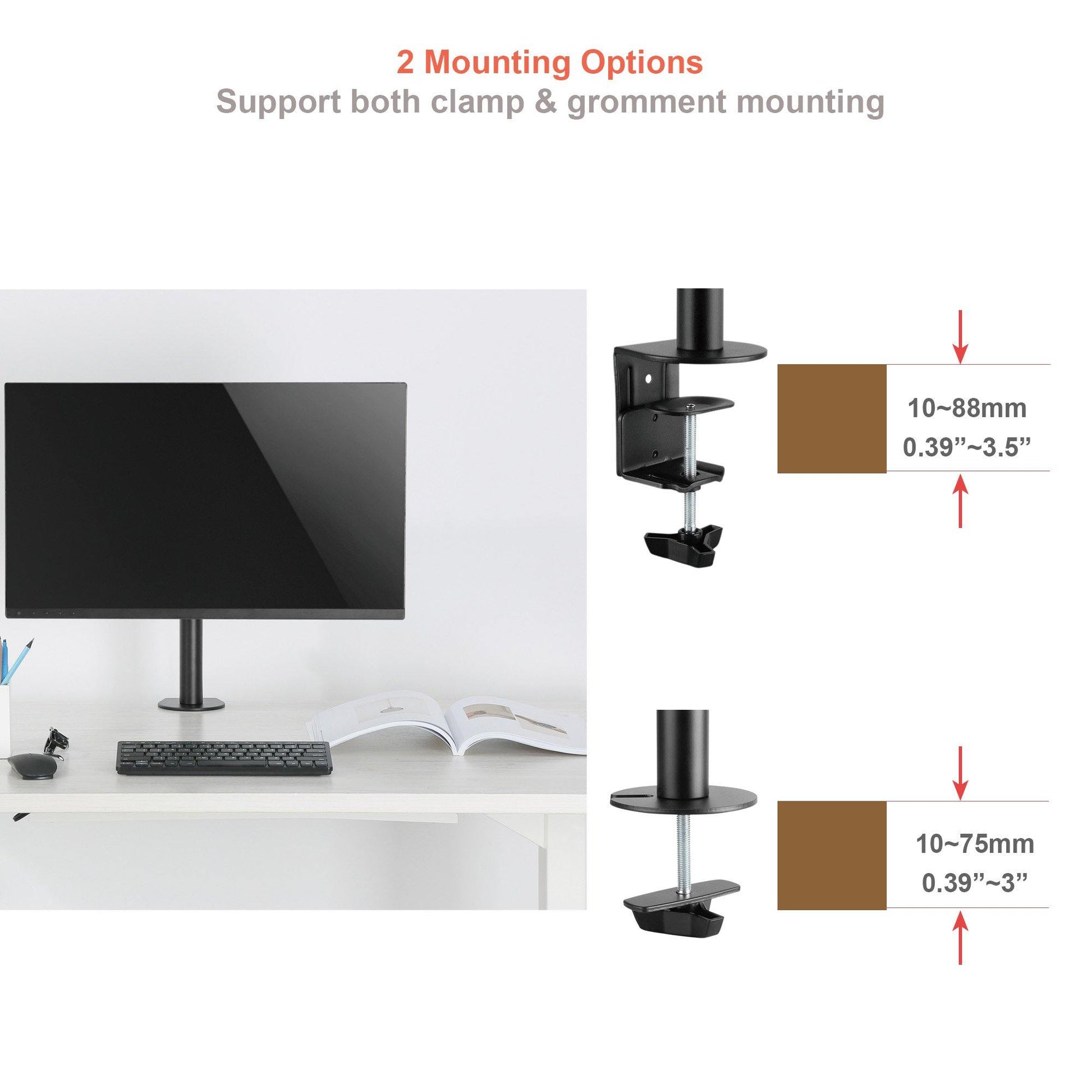 Single LCD Monitor Desk Mount Stand Fully Adjustable for one Screen 13" to 27" - syson