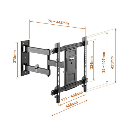 Heavy Duty 32" to 70" Solid Full-Motion TV Wall Mount (50KG/ 110lbs) - syson